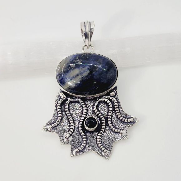 Sodalite Black Onyx Ethnic Handmade Pendant Jewelry 2.4 - Picture 3 of 7